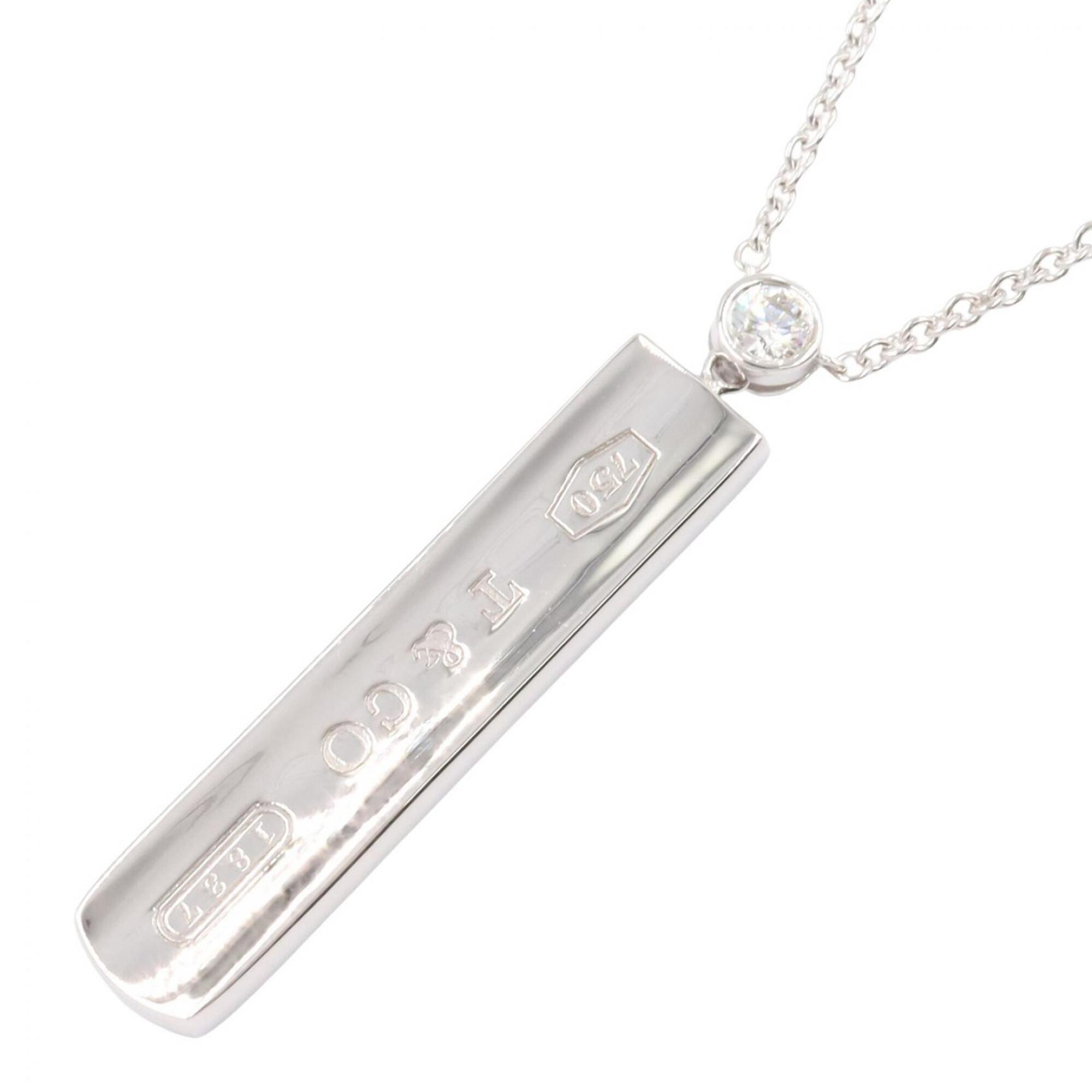 Tiffany & Co. 1837 Bar Necklace 1PD Jewelry 18KWG (White Gold) Diamond Women\'s Silver Tone Clear