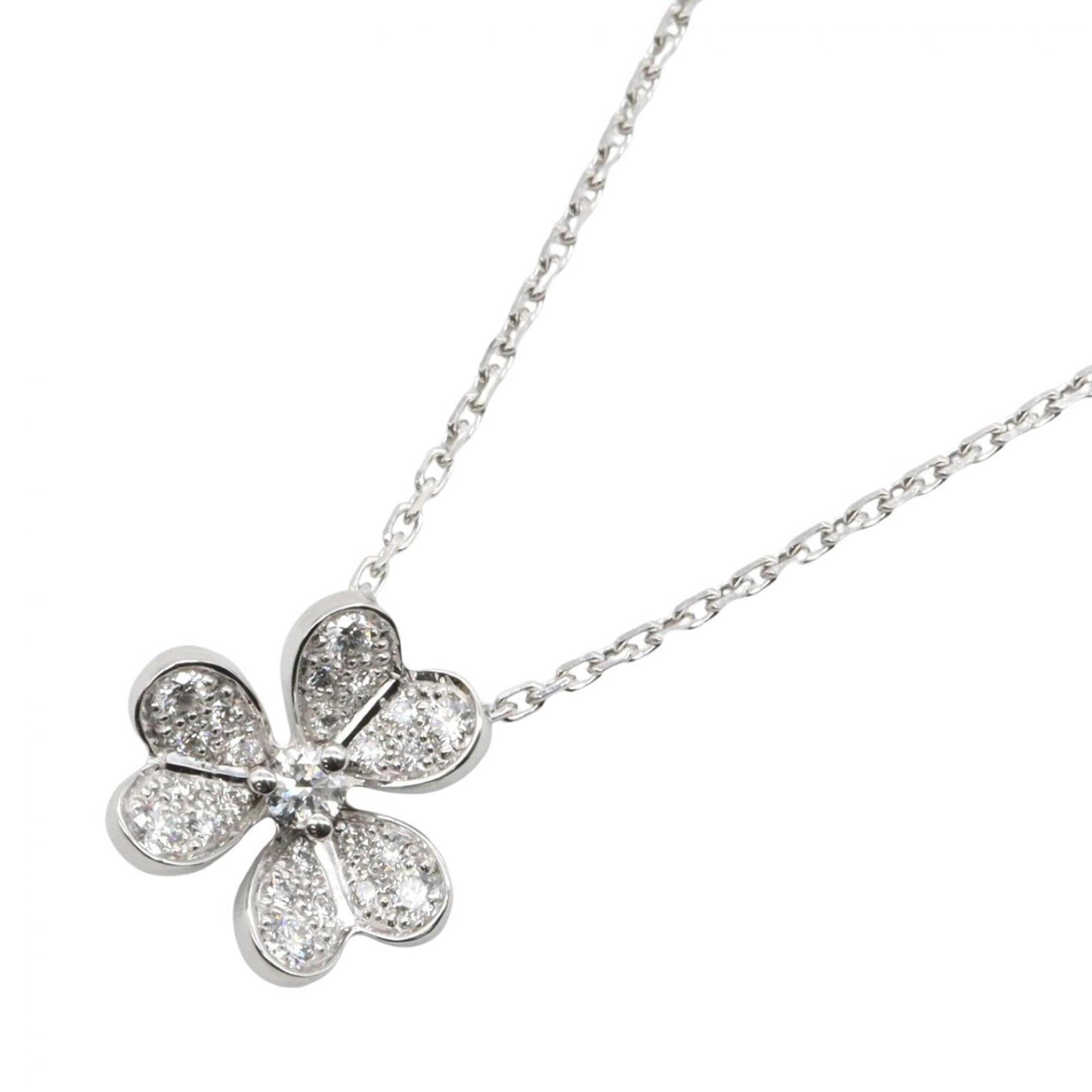 Van Cleef & Arpels Frivole Diamond Necklace Mini Jewelry 18KWG (White Gold) Women\'s Silver Tone Cle