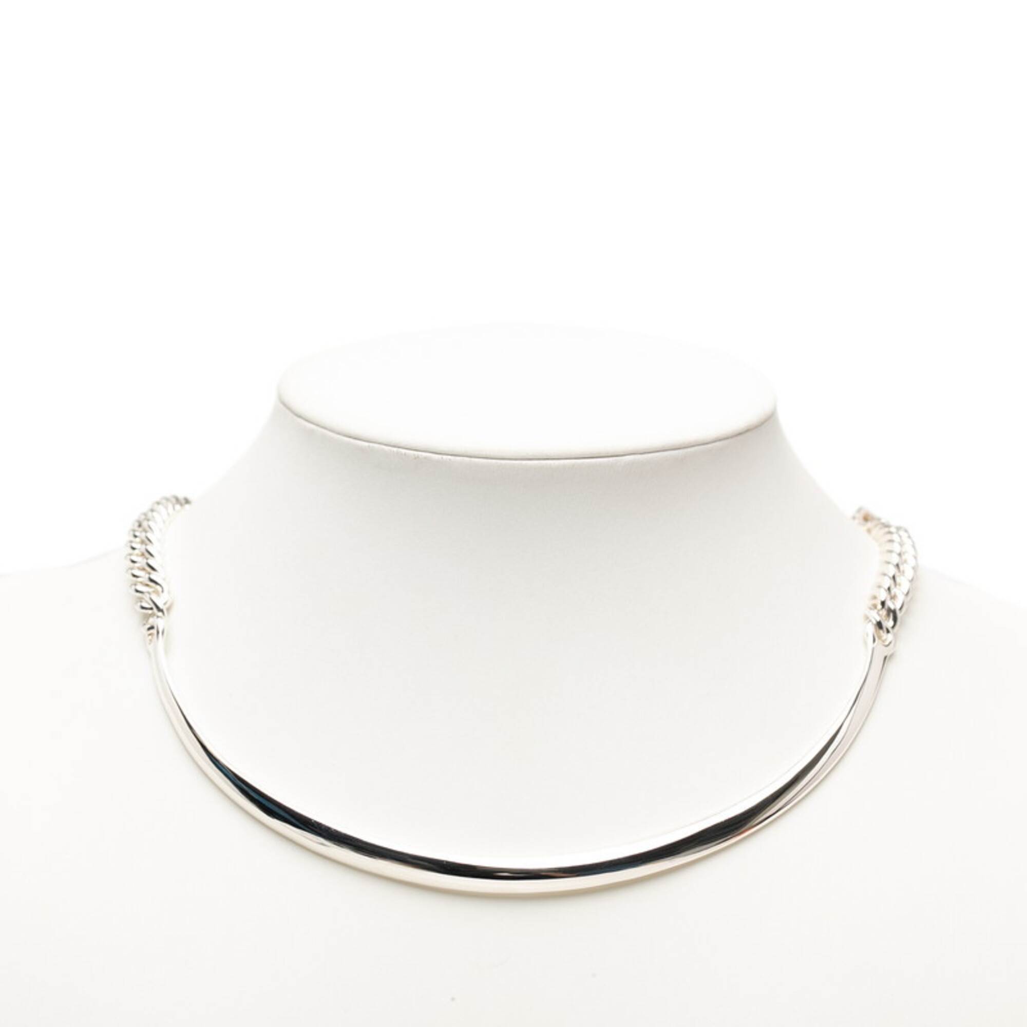 Hermes Boucles Sellier Inflexible Necklace, Size 46, SV925 Silver, Women\'s.