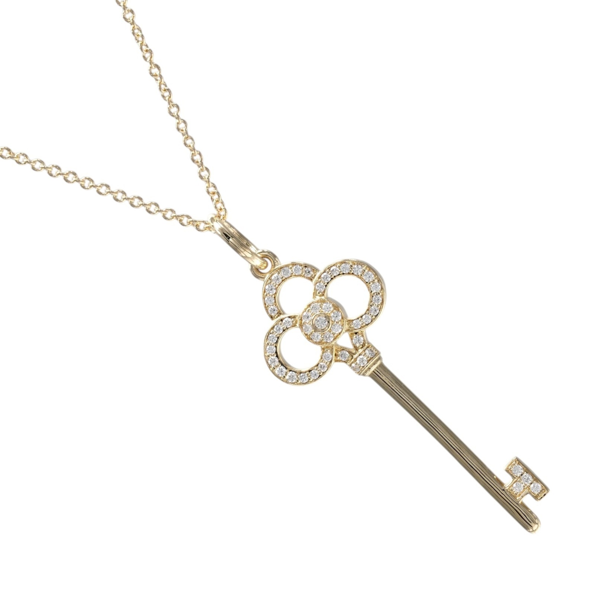 Tiffany & Co. Crown Key Necklace, 18K Yellow Gold with Diamonds, Approx. 4.55g.