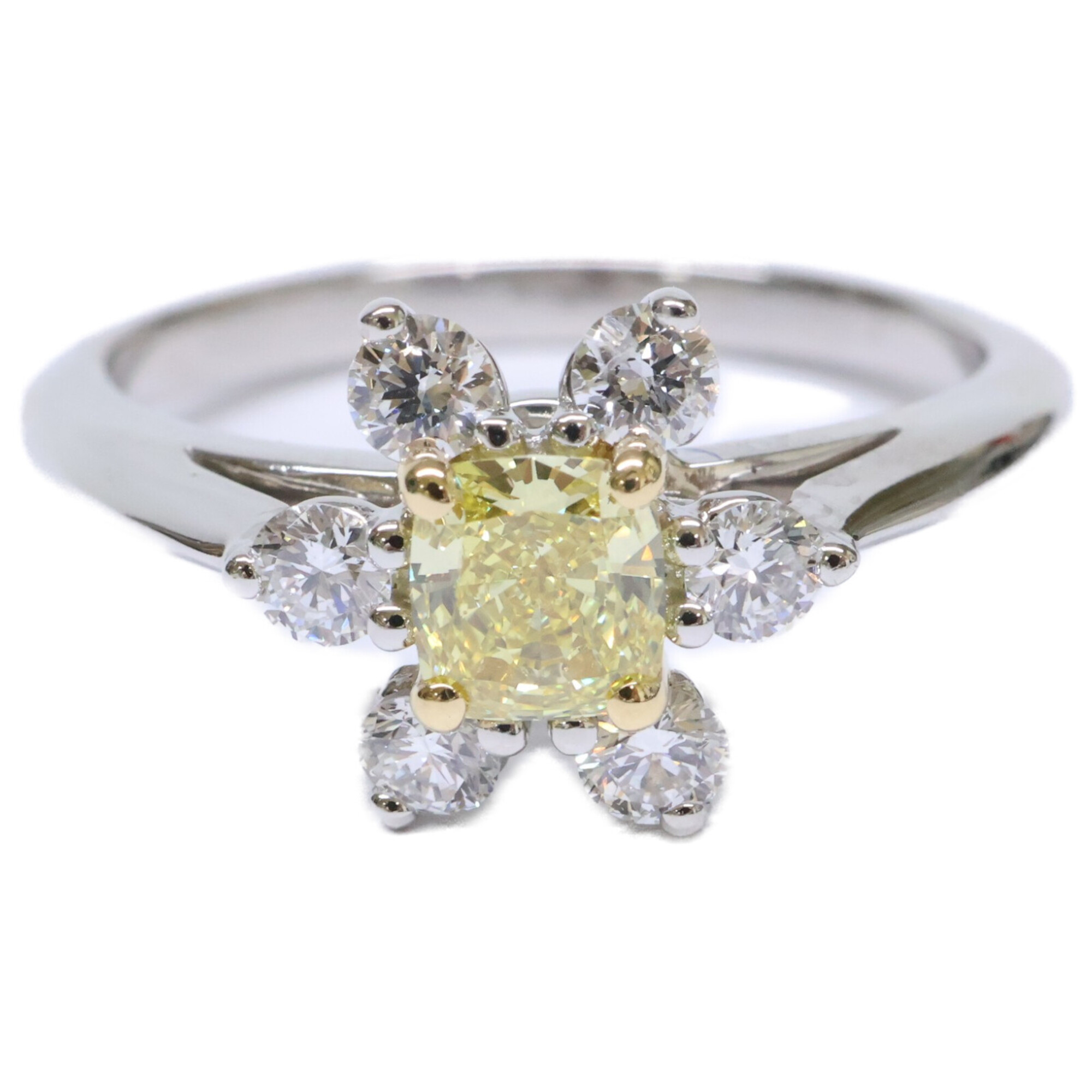 TIFFANY&Co. Tiffany & Co. Newly polished PT950 x 750WG 0.41ct Yellow Diamond Buttercup Ring Platinum