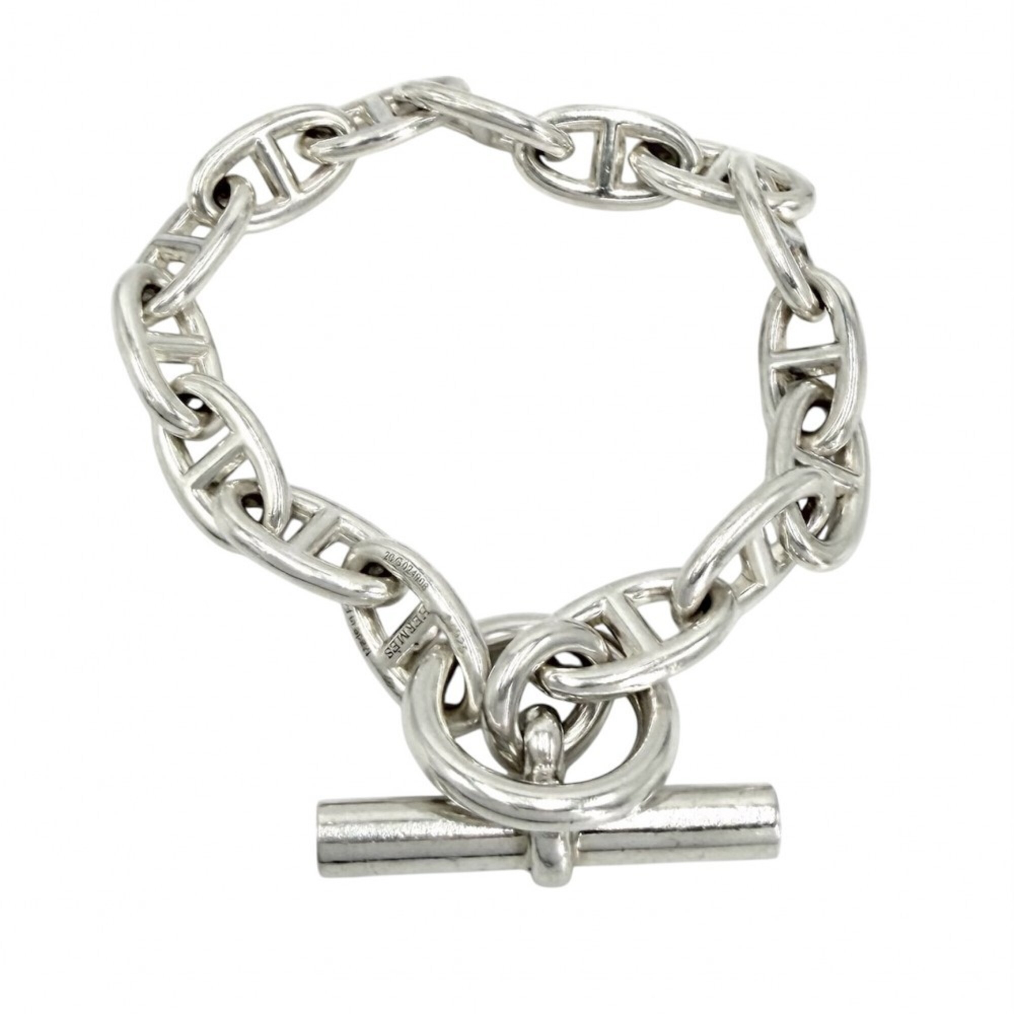 Hermes Chaine d\'Ancre GM bracelet for men, 16 links, sterling silver (925), approximately 73.8g.