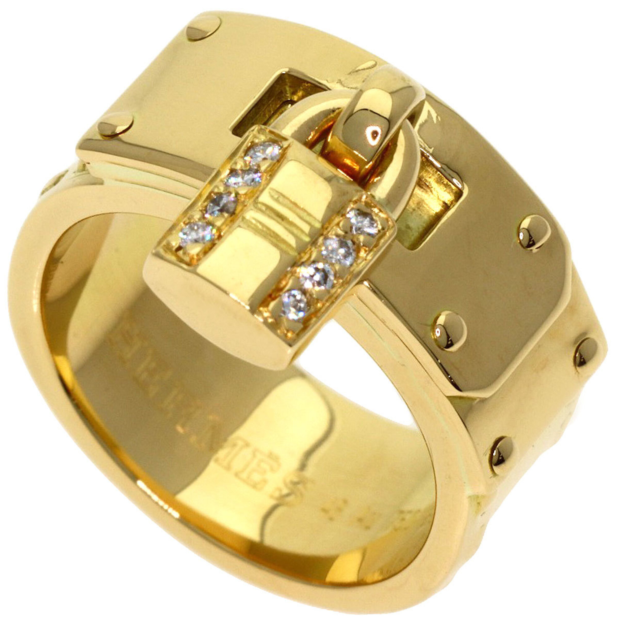 Hermes Cadena Diamond Ring #48 18K Yellow Gold Women\'s HERMES