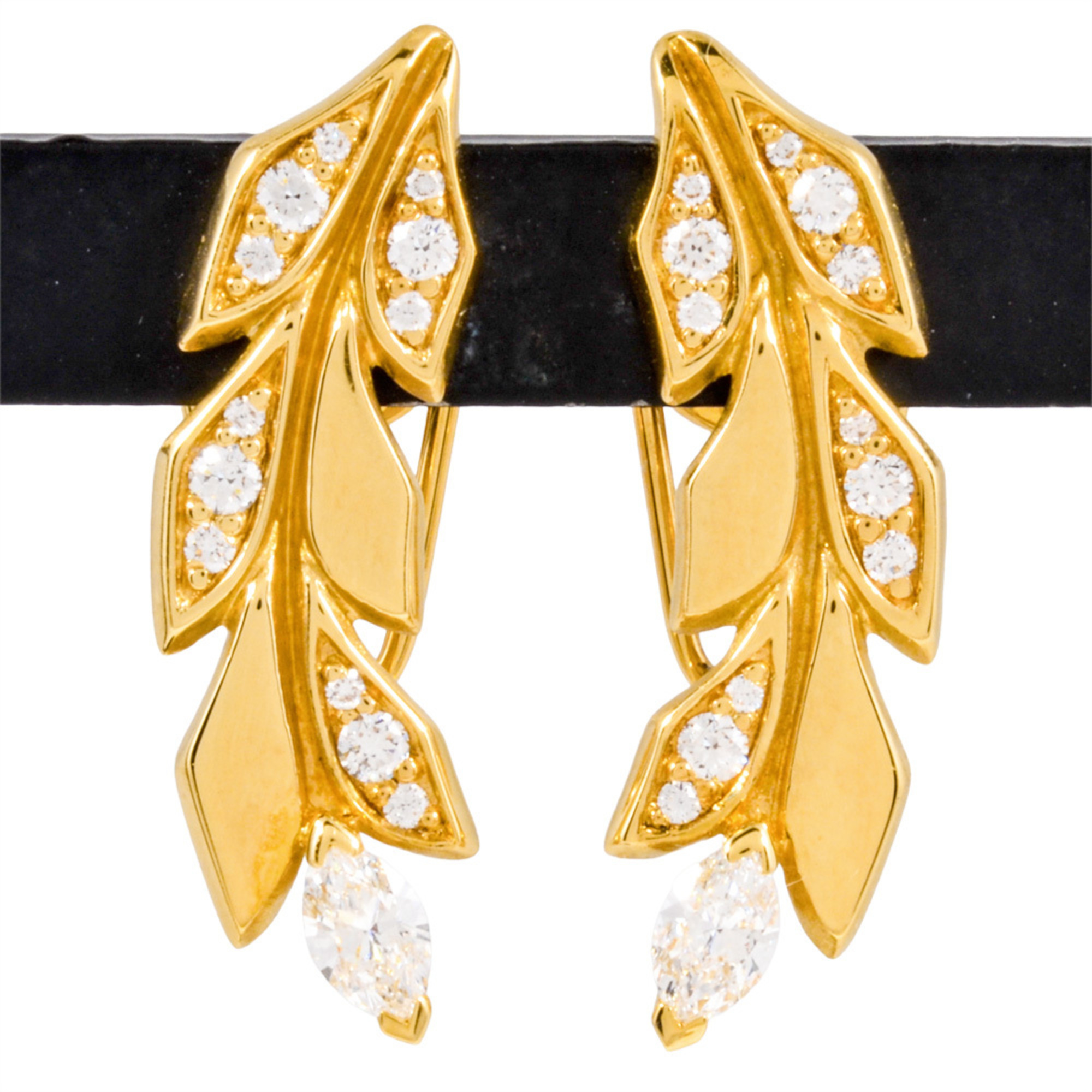 Tiffany & Co. Victoria Vine Kramer Earrings, Diamond, 18K Yellow Gold, 5.6g, Women\'s
