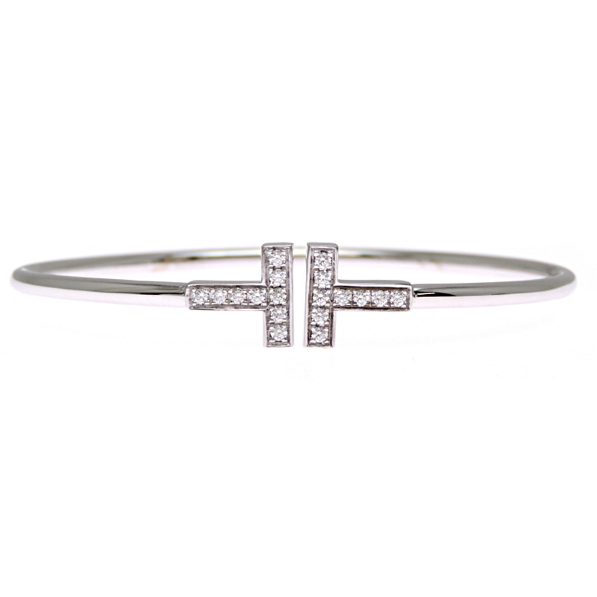 Tiffany & Co. 18KWG T Diamond Wire Bracelet for Women and Men, 18K White Gold