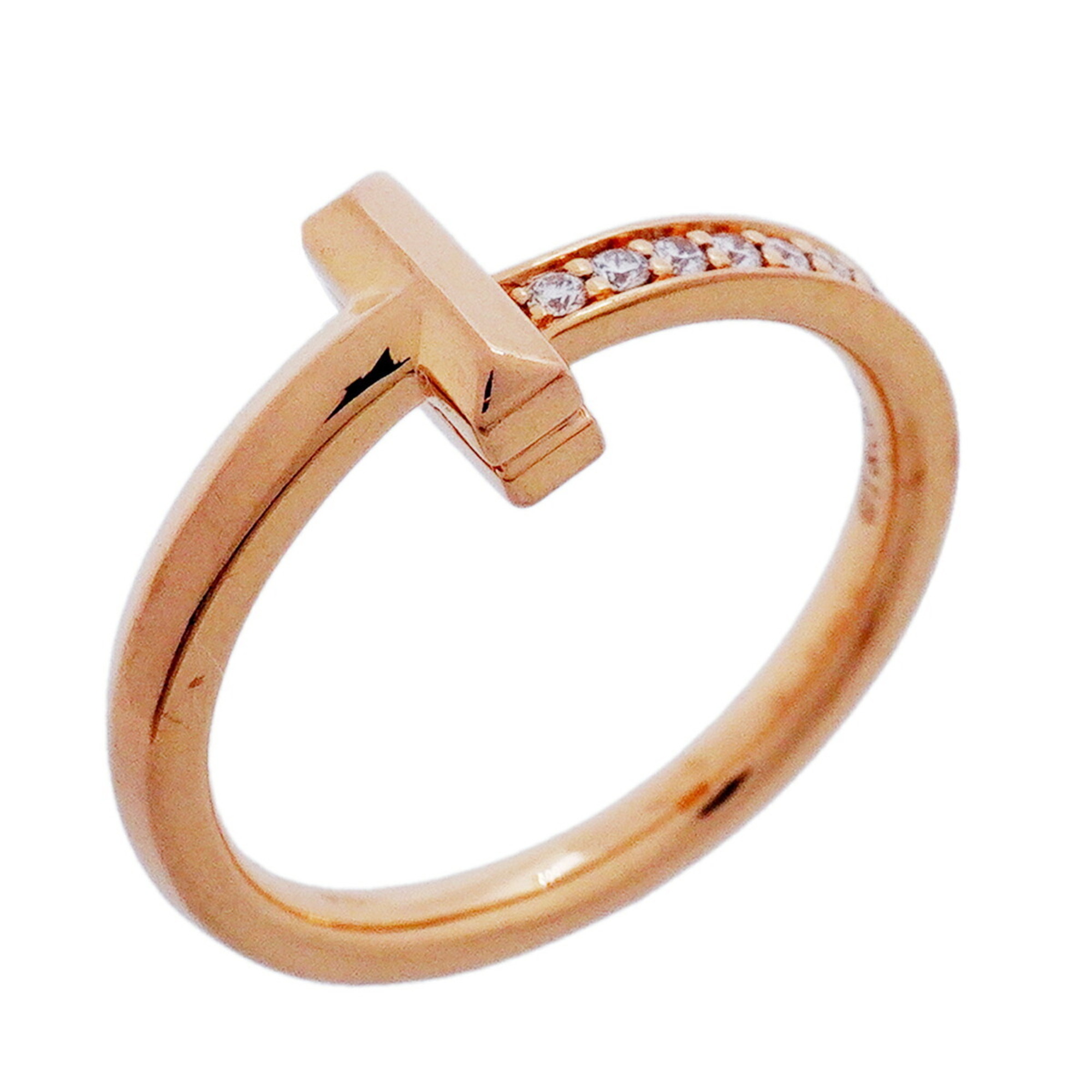 Tiffany & Co. T One Ring, 18K Pink Gold, Diamond, Size 12, Women\'s