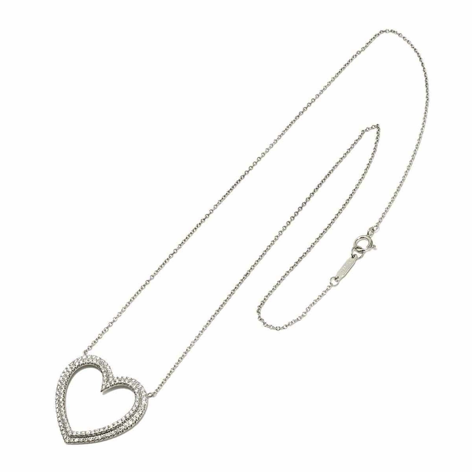 Tiffany & Co. Metro Heart Pave Diamond Necklace, 40cm, Platinum (PT)