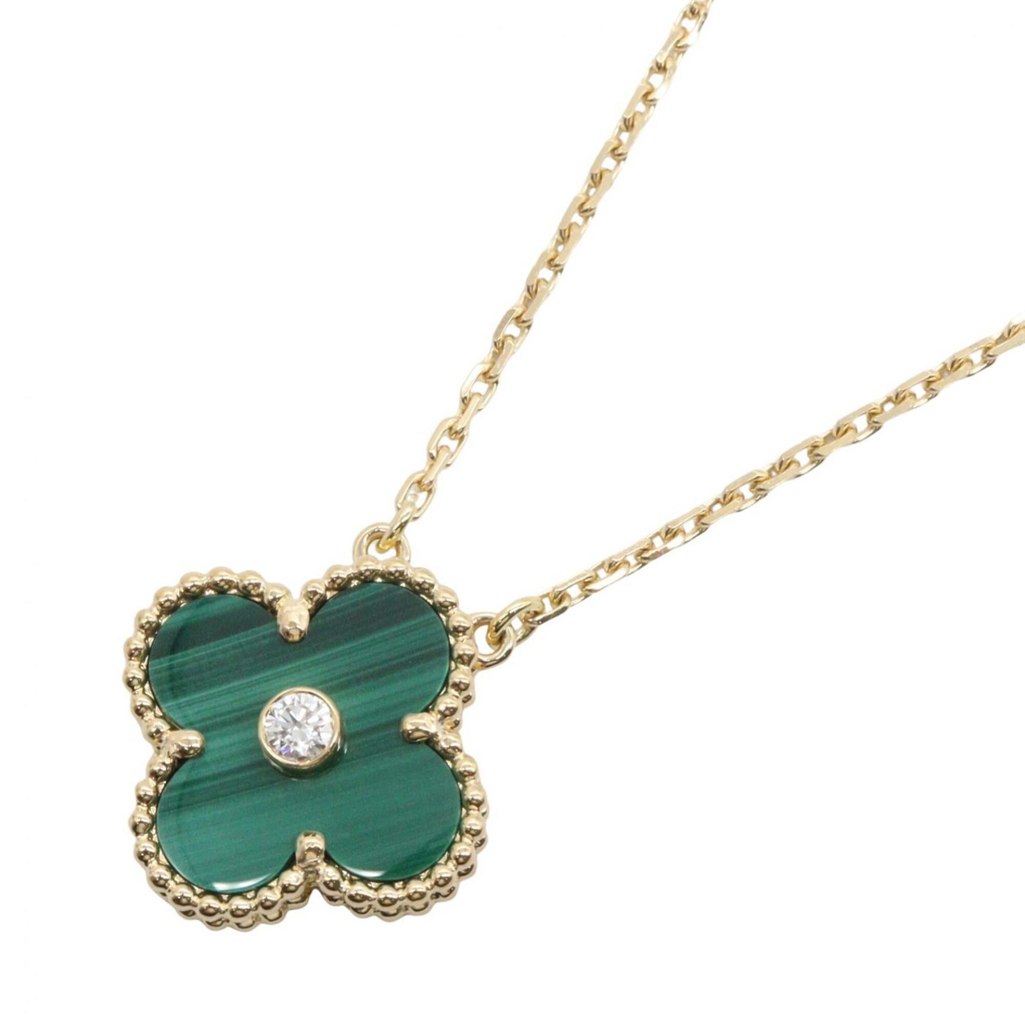 Van Cleef & Arpels Vintage Alhambra Malachite 1PD Necklace - 18K (Yellow Gold) with Diamond and Wome
