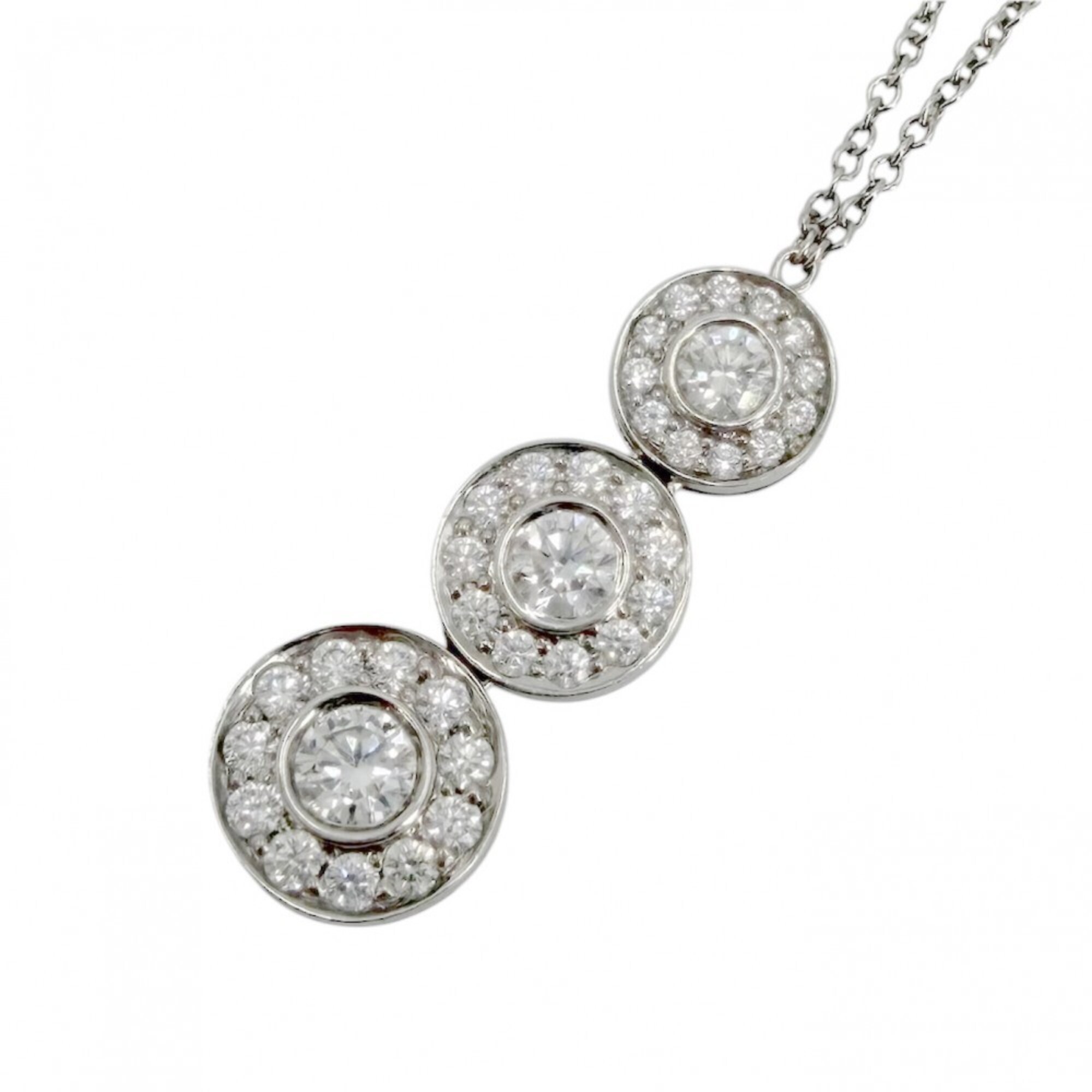 Tiffany & Co. Women\'s Triple Drop Circlet Necklace, Platinum 950, Diamond, Approx. 4.5g