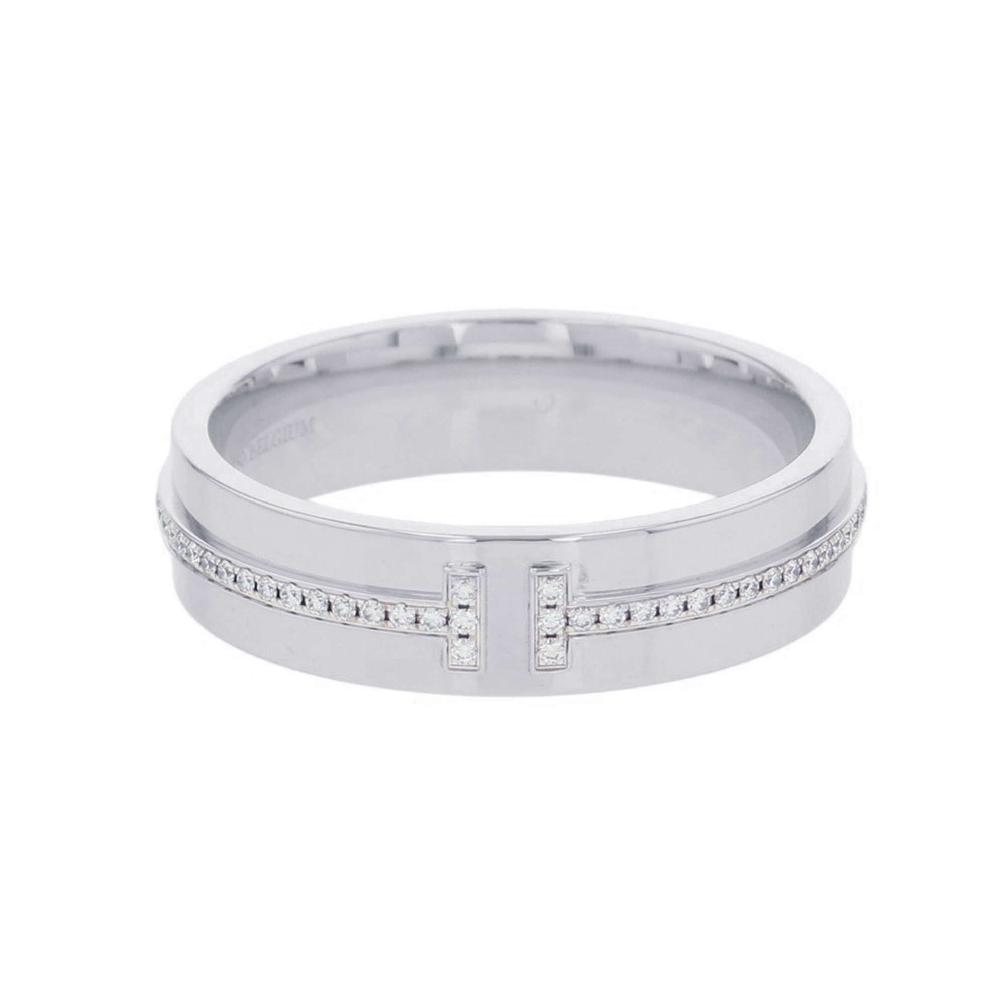 Tiffany & Co. T Wide Diamond Ring, 18K White Gold, Ring Size Approx. 1