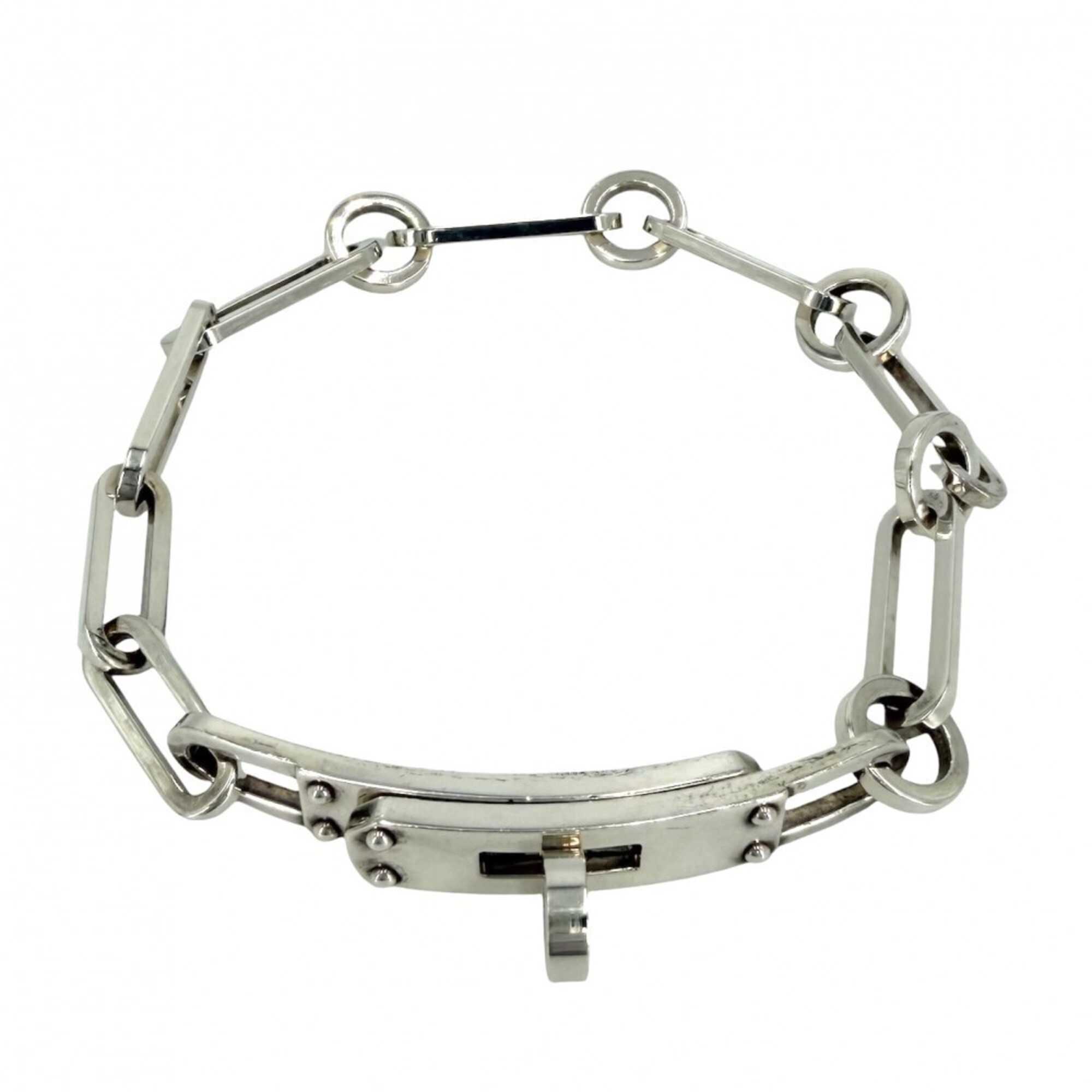 Hermes Men\'s Chain Bracelet Kelly Chaine Simple Tour Accessory Jewelry Size 19 HERMES Sterling Silv