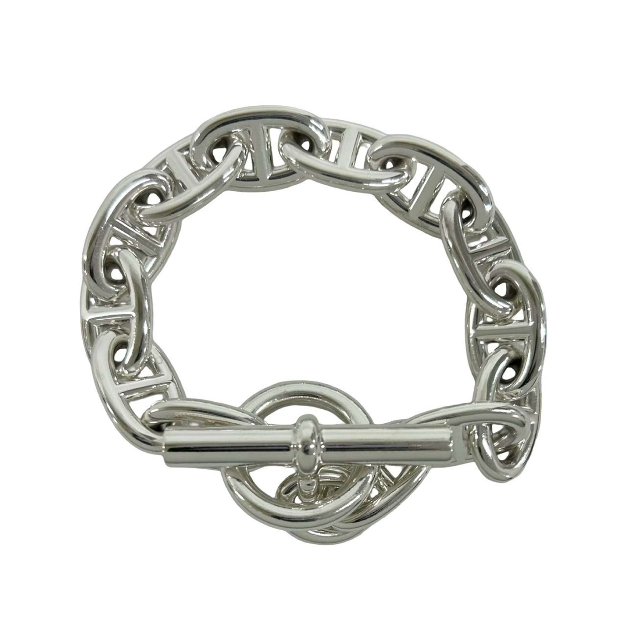 HERMES Chaine d\'Ancre TGM 13-link bracelet, sterling silver 925 chain accessory, men\'s, silver, 31