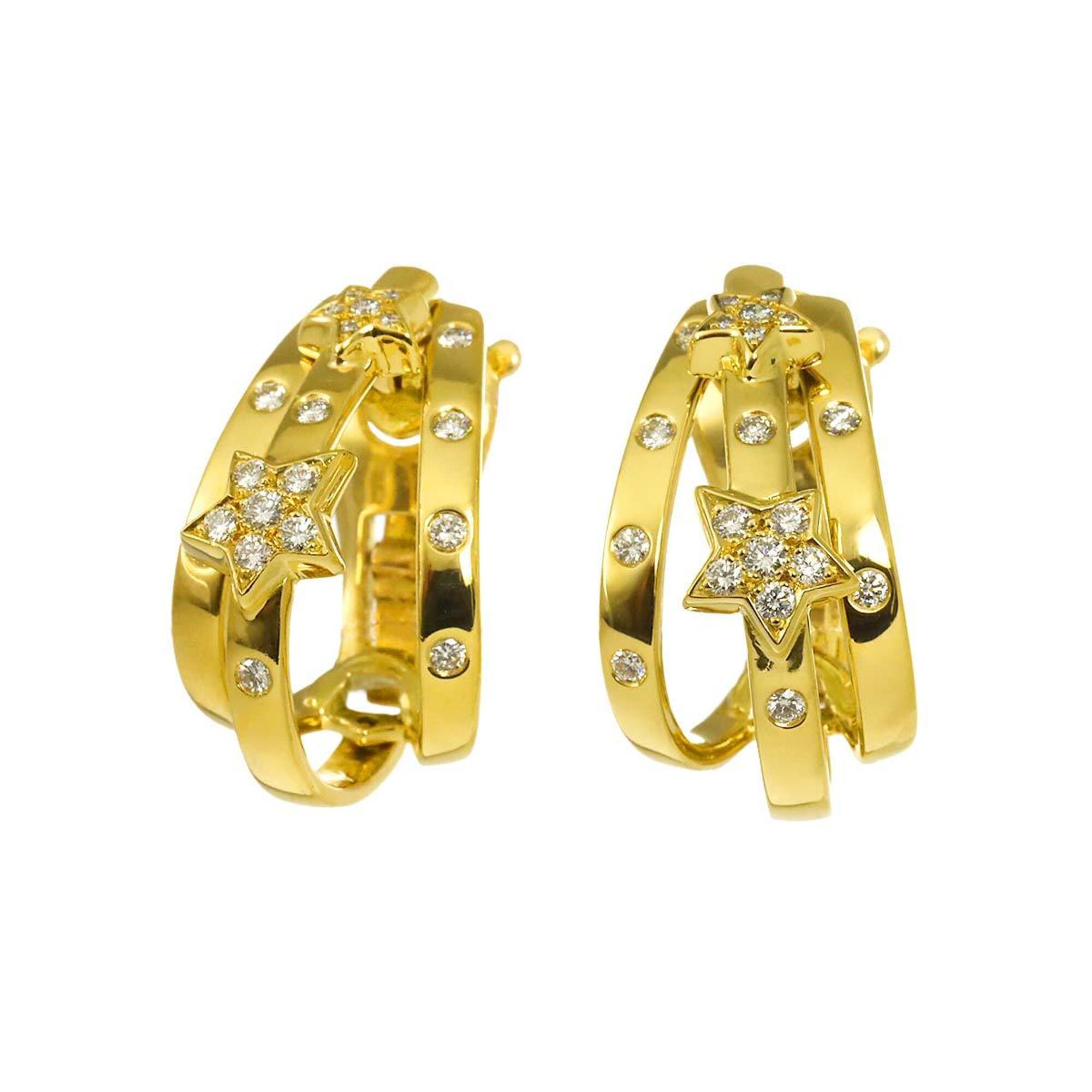 Chanel Comet Diamond Earrings, 18K Yellow Gold (750), Clip-on style.