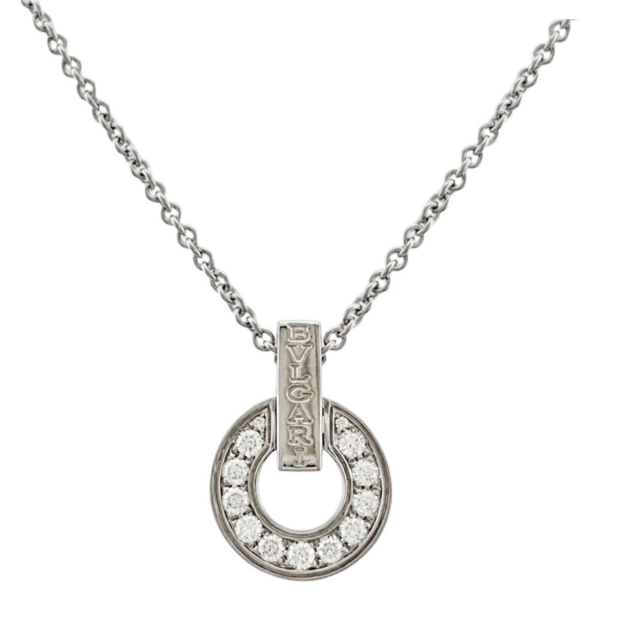 Bulgari Openwork Necklace, 18K White Gold, Diamond, Women\'s, BVLGARI, Pre-owned