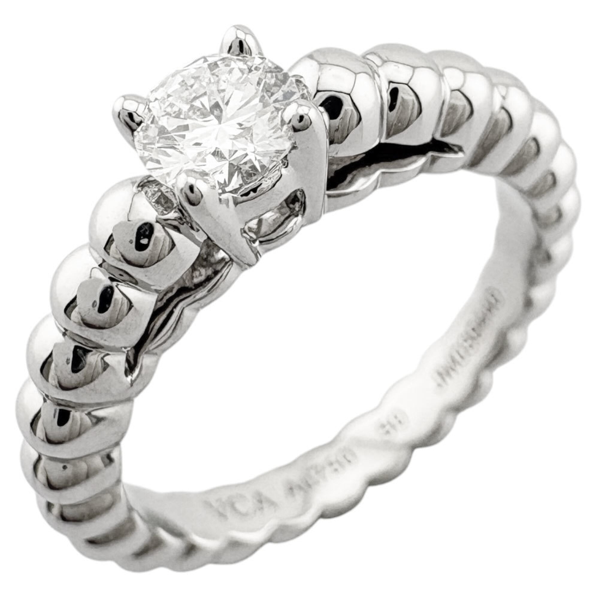 Van Cleef & Arpels Perlee Ring, 18K White Gold, 0.30ct Diamond, Women\'s, Pre-owned, with GIA Certif