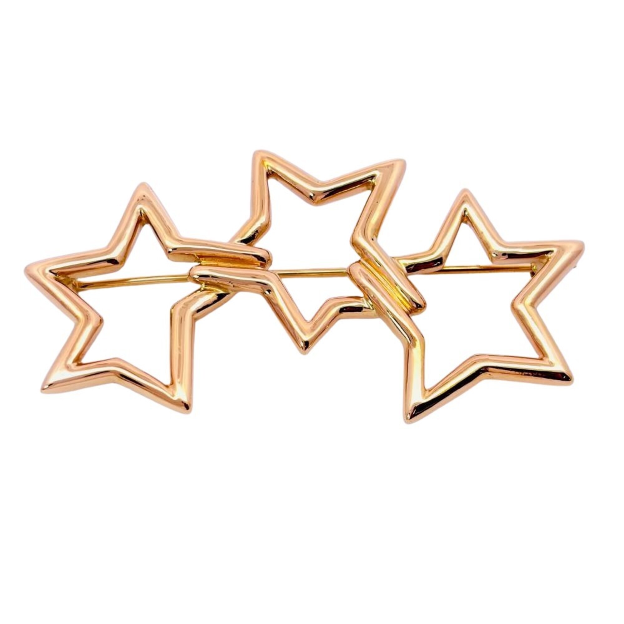 Tiffany & Co. Triple Star Brooch, 18K Yellow Gold, 13.4g, Women\'s.