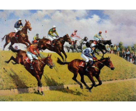 Peter Curling, Irish (b. 1955)Coloured Limited Print: "The Big Double, Punchestown, 2000," Limited edition, 600 Copies, Signe