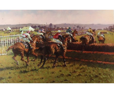 Peter Curling, Irish (b. 1955)Signed Limited Coloured Print: "An Irish Point to Point, Aghabollogue, Co. Cork," 2002, Limited