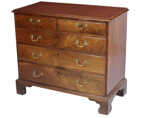 A Georgian mahogany Chest, of two short and three long drawers, with drop brass handles on bracket feet, approx. 83cms (33")h