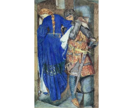 Attributed to Sir Frederic William Burton, RHA Irish (1816 - 1900)A fine Preparatory Study, "The Meeting on the Turret Stairs
