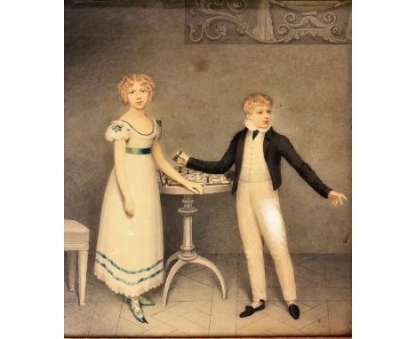 Adam Buck, Irish 1759 - 1833"Lady Harriett Anne Gardiner and Luke Wellington Gardiner (Viscount Mountjoy)", watercolour, a la