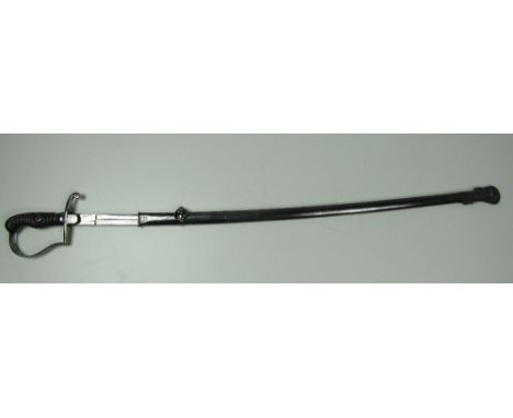 A very good German Light Cavalry Troopers steel Sabre, 1796 pattern, with engraved blade stamped F.A.H./S. with steel stirrup