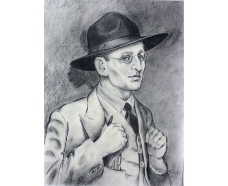 Harry Kernoff, R.H.A. (1900 - 1974)"Self Portrait," depicting the artist in half length pose with broad brimmed hat, glasses,
