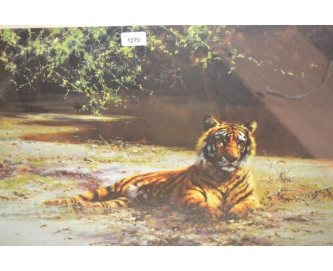David Shepherd, artist signed Limited Edition coloured print,  ' Indian Siesta ', published Solomon &amp; Whitehead, 1988, 16