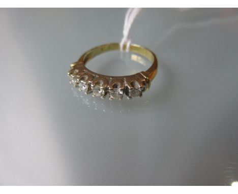 Yellow gold five stone diamond set ring 