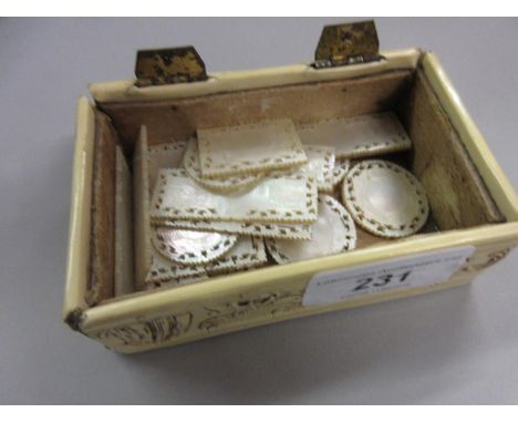 Small quantity of 19th Century mother of pearl gaming counters 
