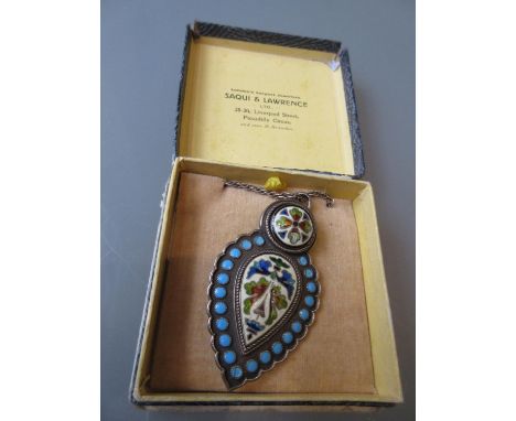 Continental silver pendant with enamel decoration 