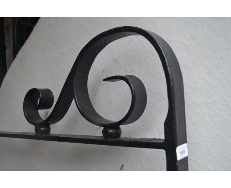 Modern good quality wrought iron heavy double gate with scroll work decoration, 51ins high x 121ins long 
