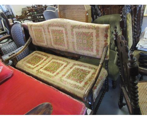 Early 20th Century walnut three seat sofa in late 17th Century style (some damages and repairs) 