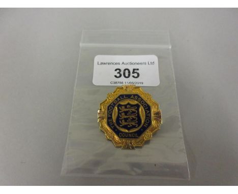 9ct Gold and enamel Football Association Council badge, season 1928 / 29 