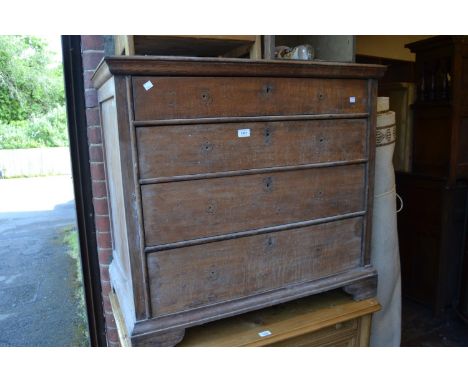 Late 19th / early 20th Century mahogany chest of four long drawers on bracket feet (at fault) 