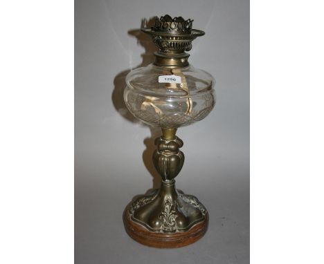 Brass and clear glass oil lamp 