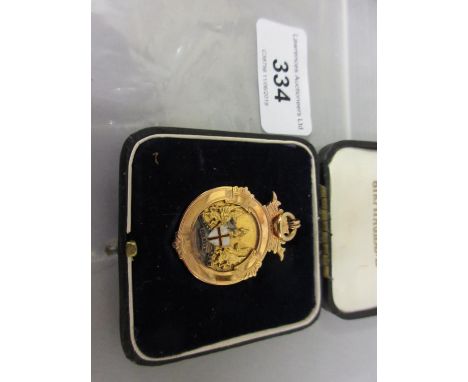 9ct Gold and enamel 1925 London combination, London league medal in fitted case 