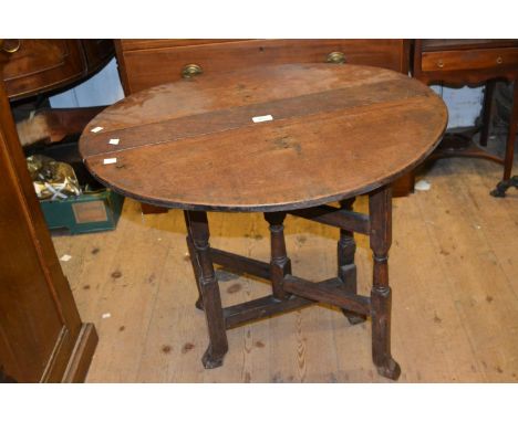 Small reproduction oak folding gate leg table and a nest of three reproduction oak rectangular occasional tables 