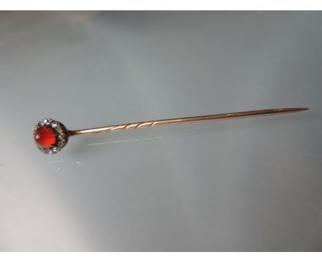 Victorian diamond and cabochon stone set stick pin 