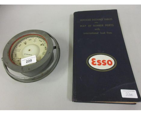 Henry Brown &amp; Sons sestrel ship's compass (at fault), together with a booklet ' Quicksee Distance Tables and Map of Bunke