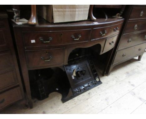 Reproduction mahogany bow front dressing table and a reproduction mahogany standing corner cabinet 