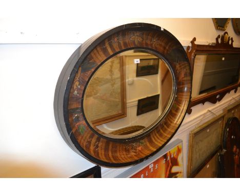 Early 20th Century oval Chinoiserie lacquer wall mirror, adapted for use as an occasional table 