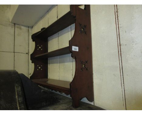 Two 19th Century mahogany three shelf wall brackets together with a beechwood four shelf wall bracket 