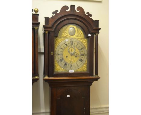 Mahogany longcase clock, the brass dial with silvered chapter ring, signed John Wimble Ashford, with a two train four pillar 