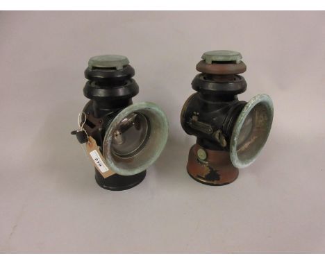 Early 20th Century Deilla side oil lamps by Clayton - Wright Brothers, Birmingham, for automobile 