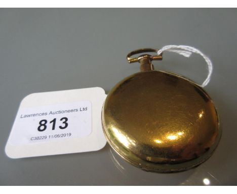 George III pocket compass, the gold plated full hunter case enclosing an enamel dial, signed Adams, London, 50mm diameter app