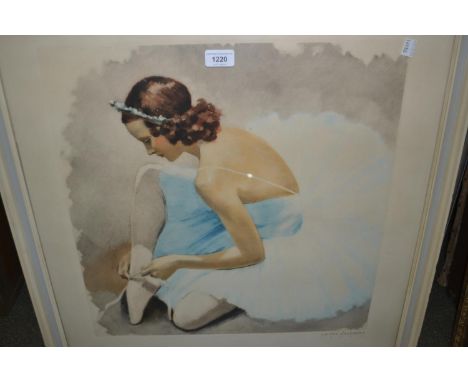J.D. Van Caulaert, signed print of a ballerina, framed 