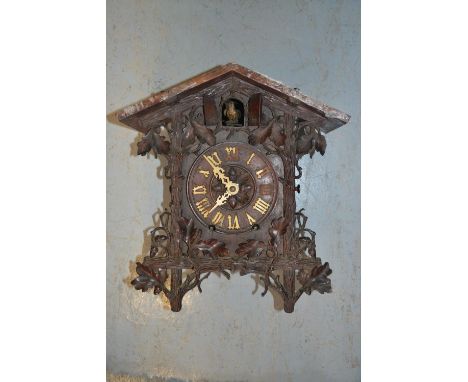 Late 19th Century Swiss carved wooden spring driven cuckoo clock (for restoration) 