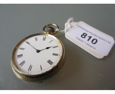 18ct Gold cased open face pocket watch, the enamel dial with Roman numerals, the keyless lever movement by Brook and Son, 87 