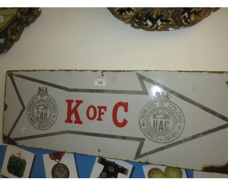 Canadian Knights of Columbus war services enamel sign 